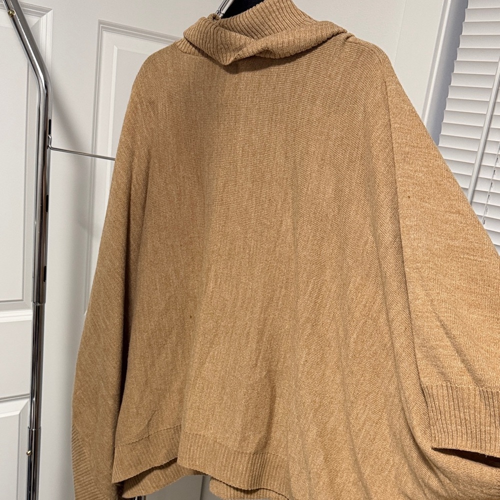 a new day Tan Cowl Neck Poncho - Picture 4 of 4
